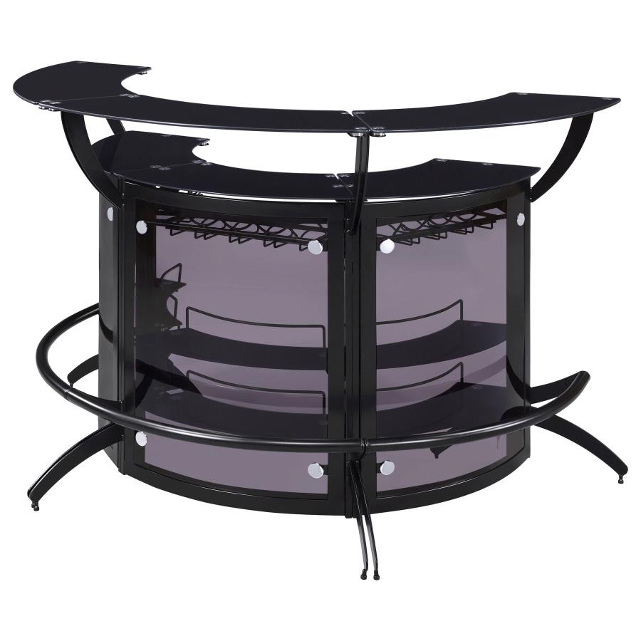 Dallas 3-piece Curved Freestanding Home Bar Cabinet Black view 5