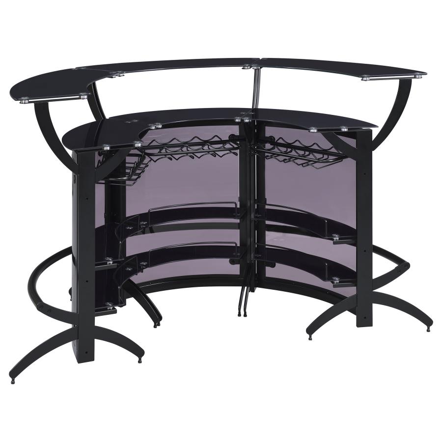 Dallas 3-piece Curved Freestanding Home Bar Cabinet Black view 7