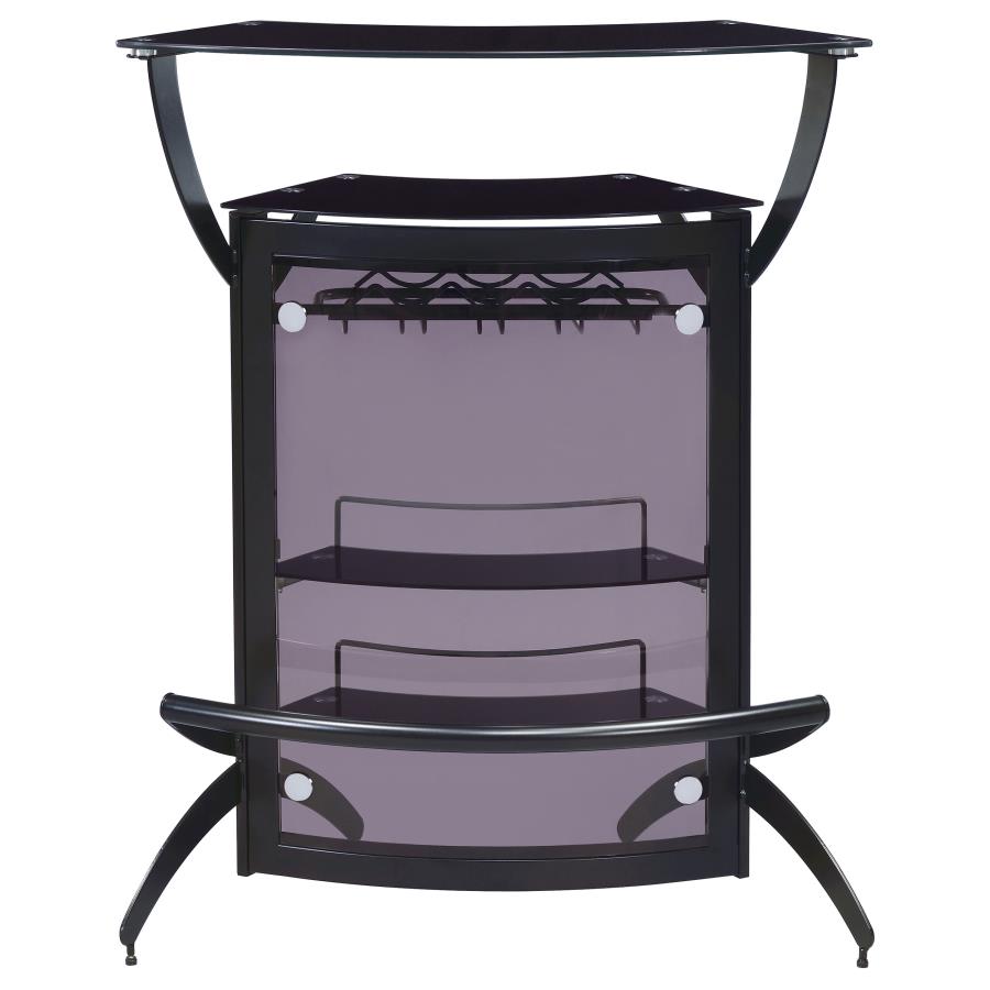 Dallas 2-shelf Curved Freestanding Home Bar Cabinet Black view 4
