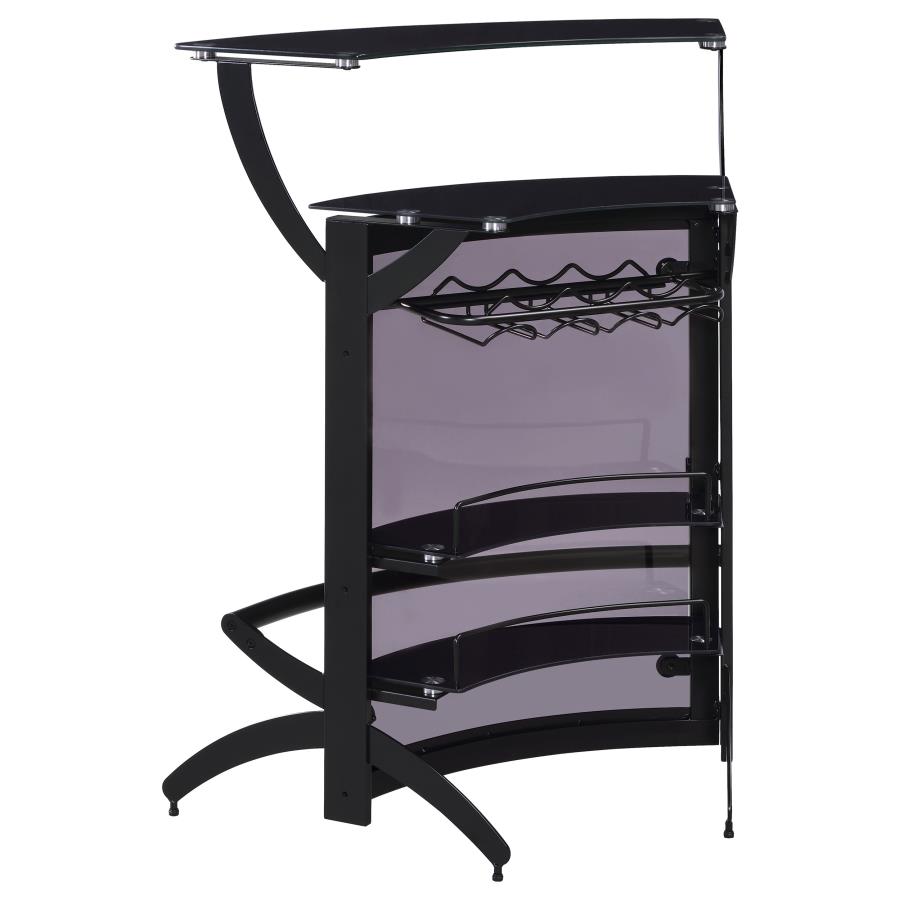 Dallas 2-shelf Curved Freestanding Home Bar Cabinet Black view 7
