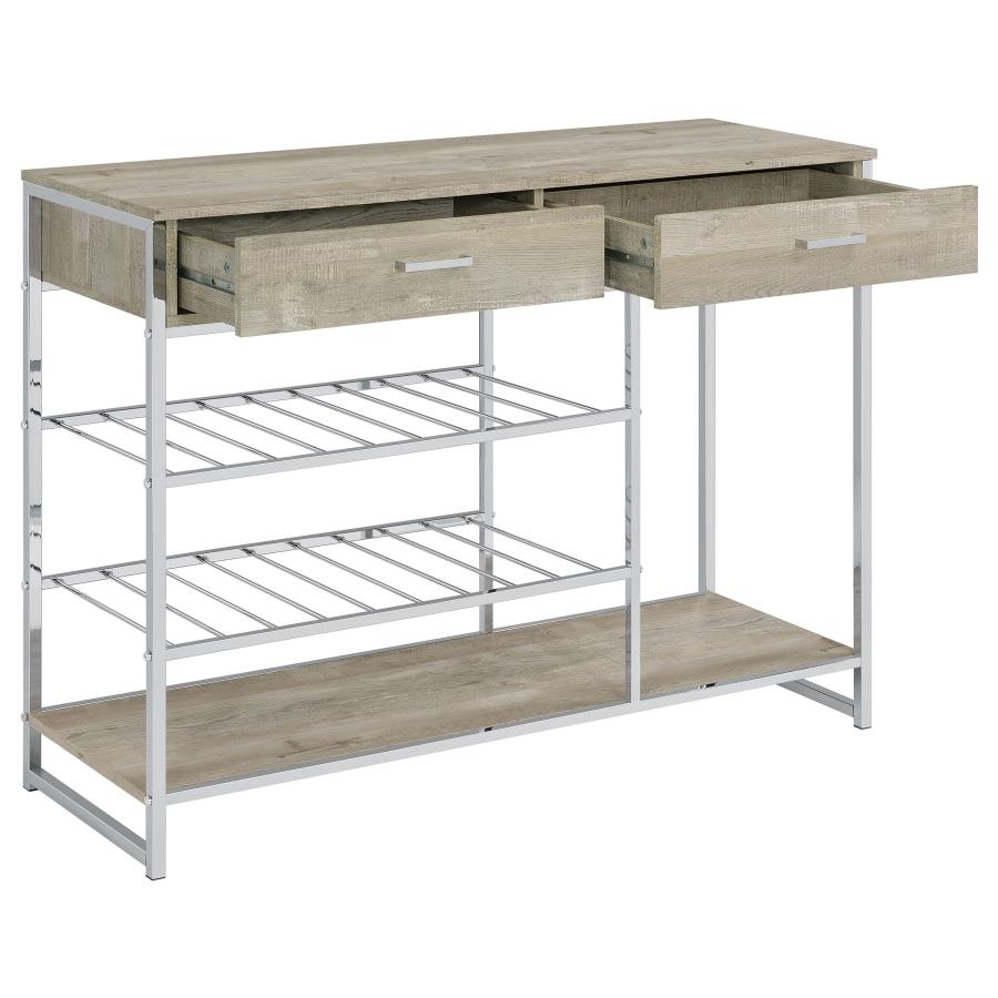 Melrose 2-drawer Home Bar Storage with Wine Rack Grey view 2