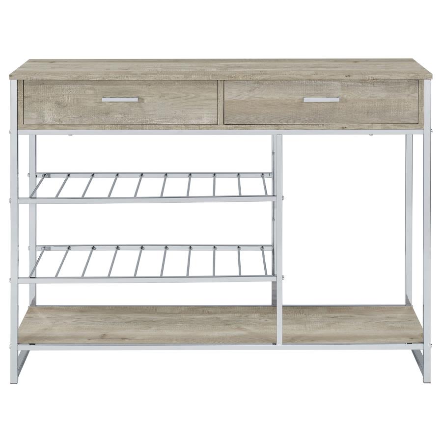 Melrose 2-drawer Home Bar Storage with Wine Rack Grey view 3