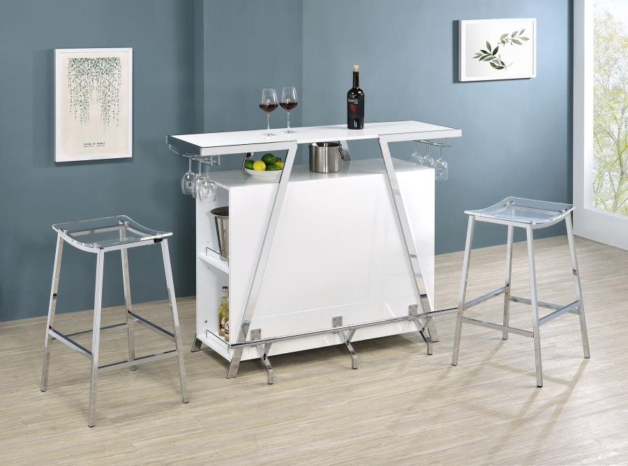 Araceli Freestanding LED Home Bar Cabinet White High Gloss view 2