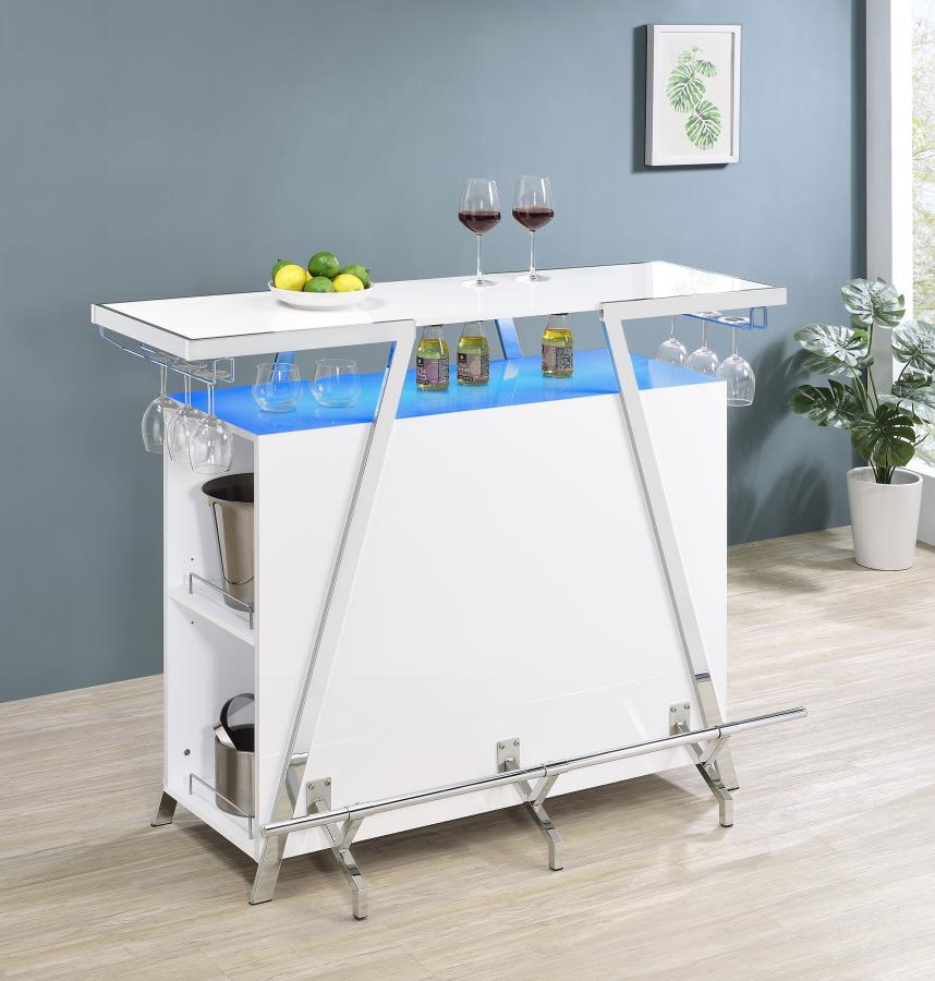 Araceli Freestanding LED Home Bar Cabinet White High Gloss view 5