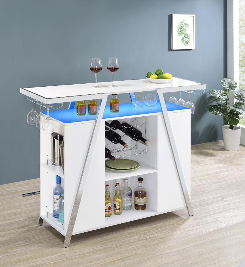 Araceli Freestanding LED Home Bar Cabinet White High Gloss view 6