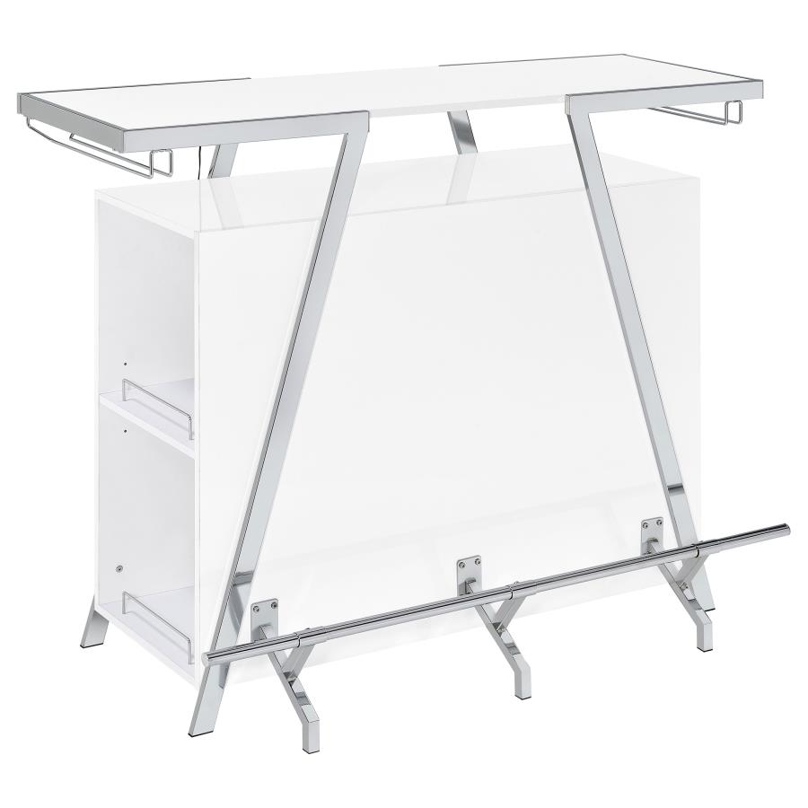 Araceli Freestanding LED Home Bar Cabinet White High Gloss view 7