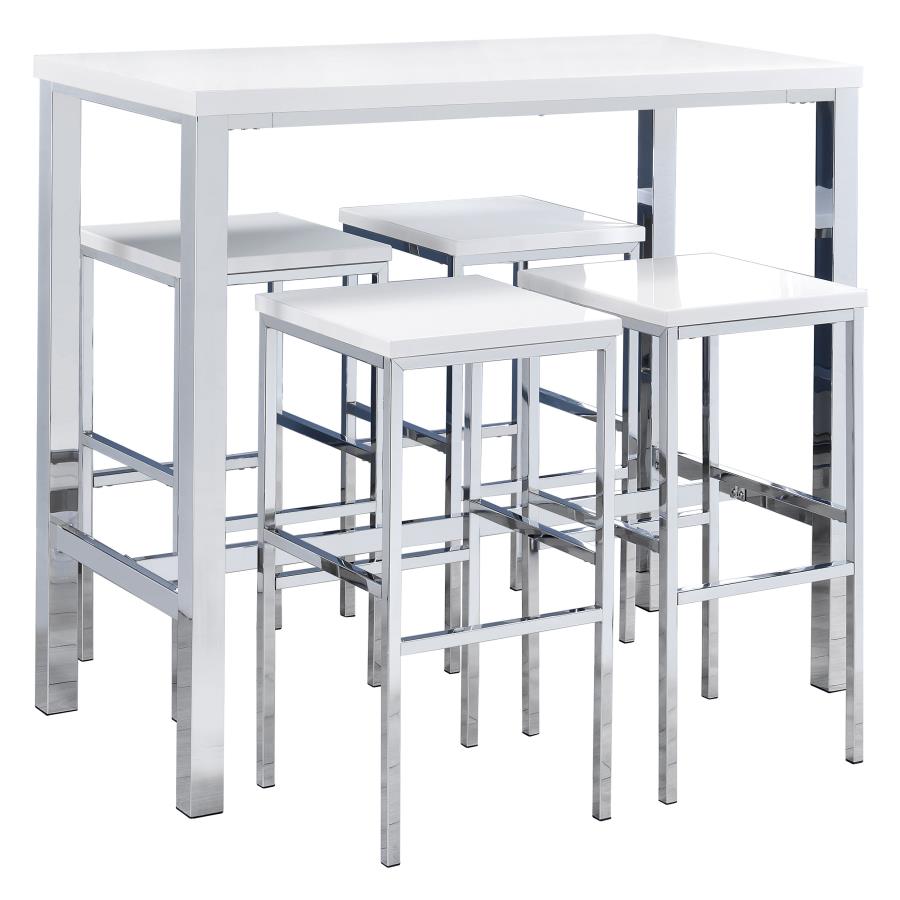 Natividad 5-piece Pub Height Bar Table Set White High Gloss view 2