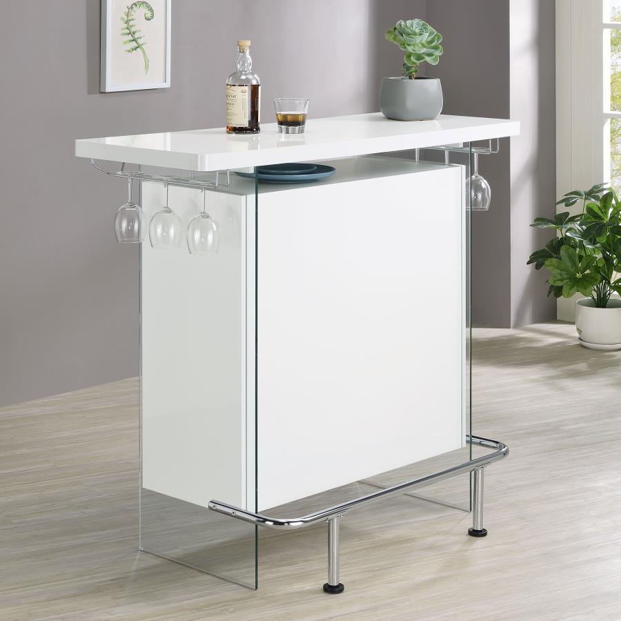 Acosta Freestanding Home Bar Wine Cabinet White High Gloss view 2