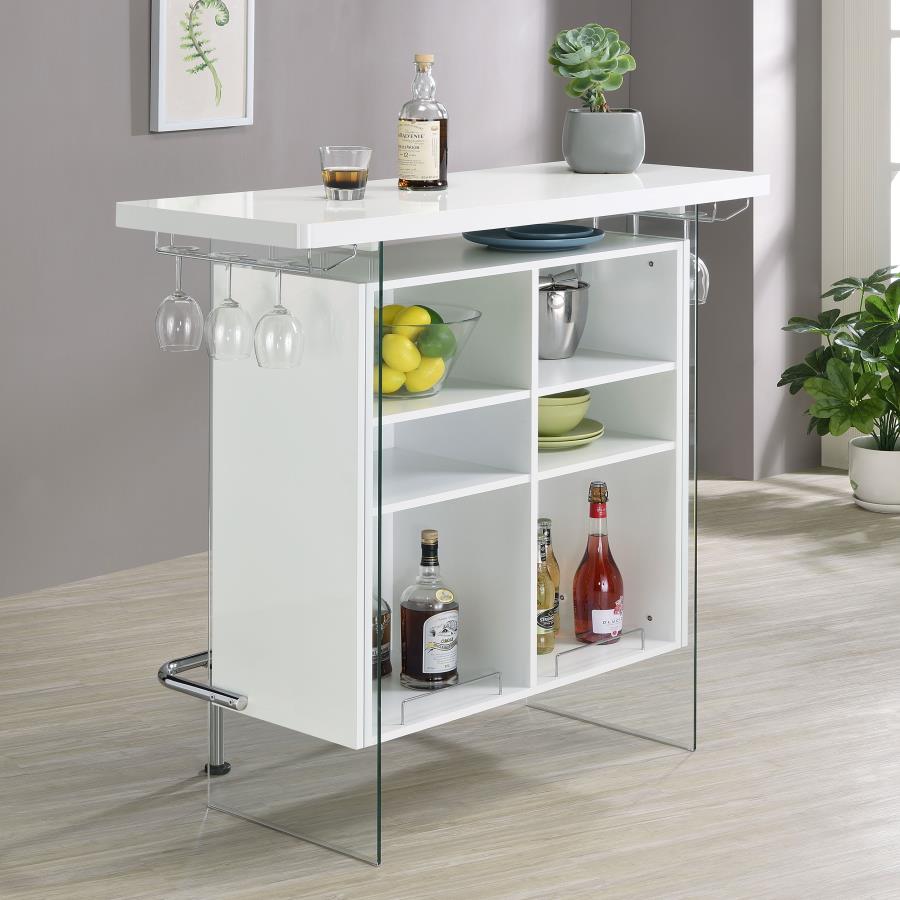 Acosta Freestanding Home Bar Wine Cabinet White High Gloss view 3