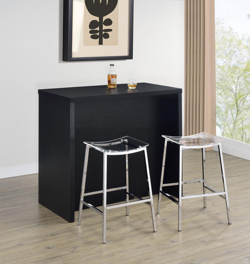 Topanga Engineered Wood Freestanding Home Bar Black view 2