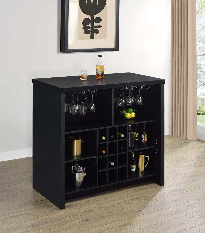 Topanga Engineered Wood Freestanding Home Bar Black view 3