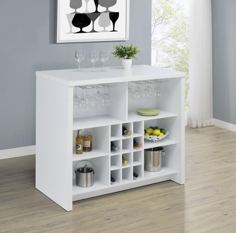 Topanga Engineered Wood Freestanding Home Bar White view 3