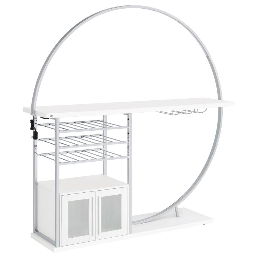 Risley 2-door Circular LED Wine Cabinet White High Gloss