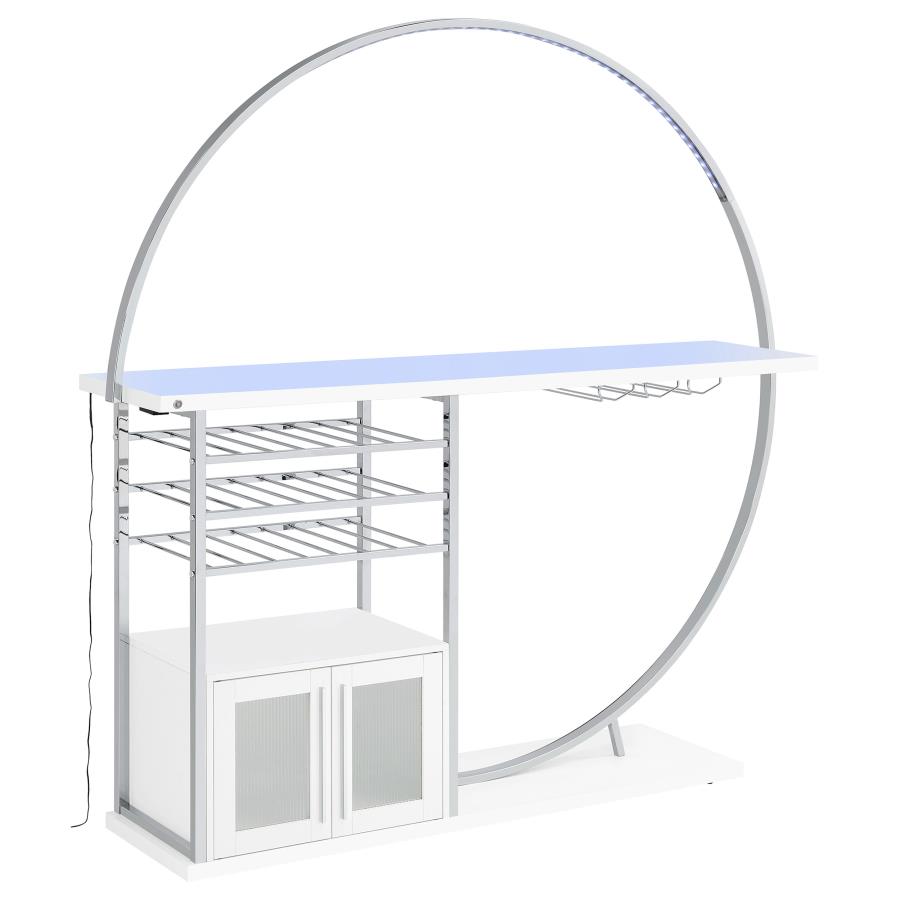 Risley 2-door Circular LED Wine Cabinet White High Gloss view 4