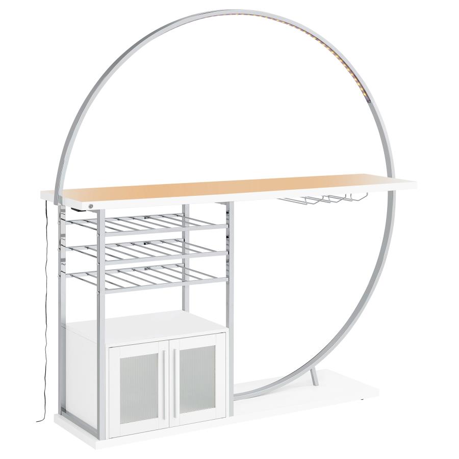 Risley 2-door Circular LED Wine Cabinet White High Gloss view 5