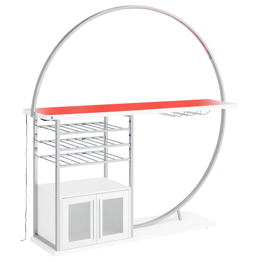 Risley 2-door Circular LED Wine Cabinet White High Gloss view 6