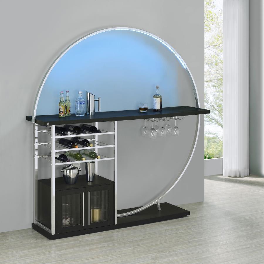 Risley 2-door Circular LED Wine Cabinet Dark Charcoal view 3