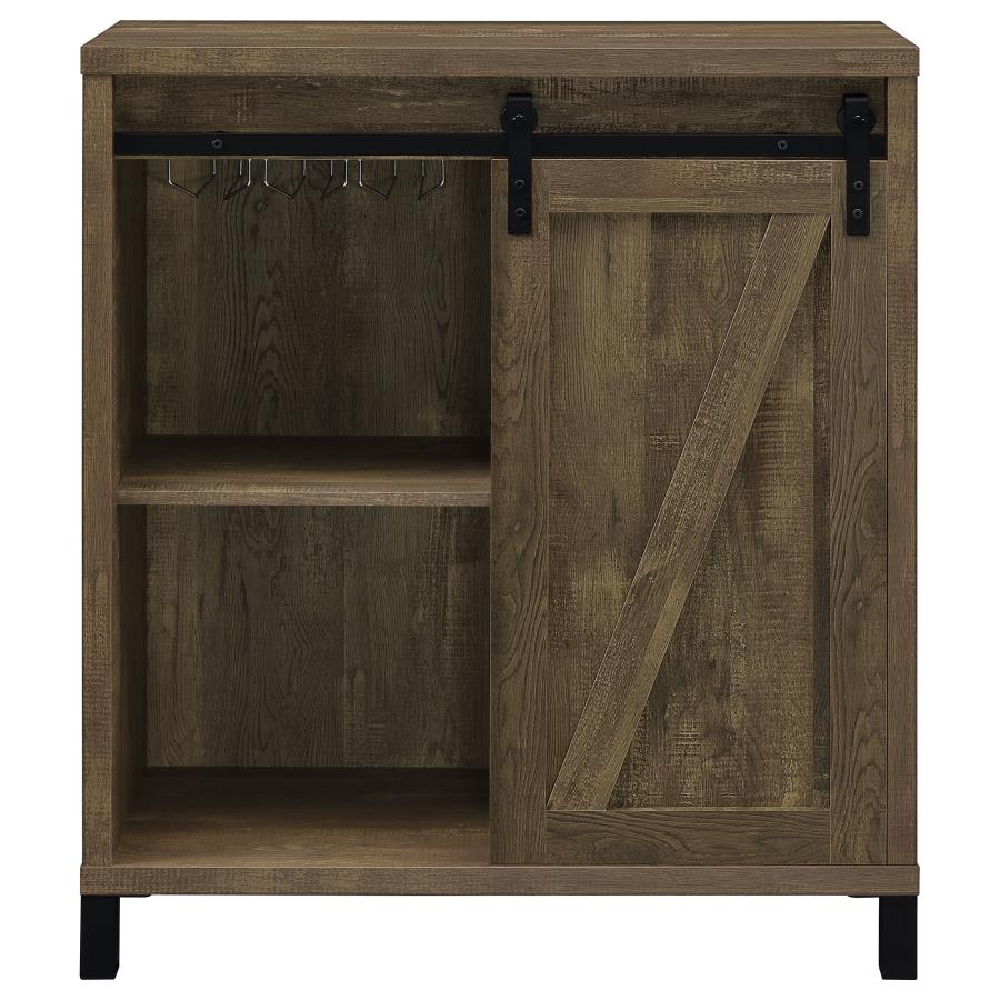 Arlington Sliding Door Home Bar Wine Cabinet Rustic Oak view 4