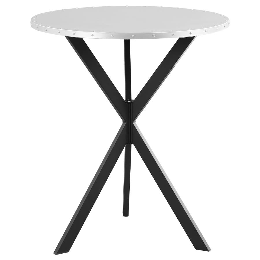 Kenzo Round 32-inch Galvanized Steel Bistro Bar Table Silver view 3
