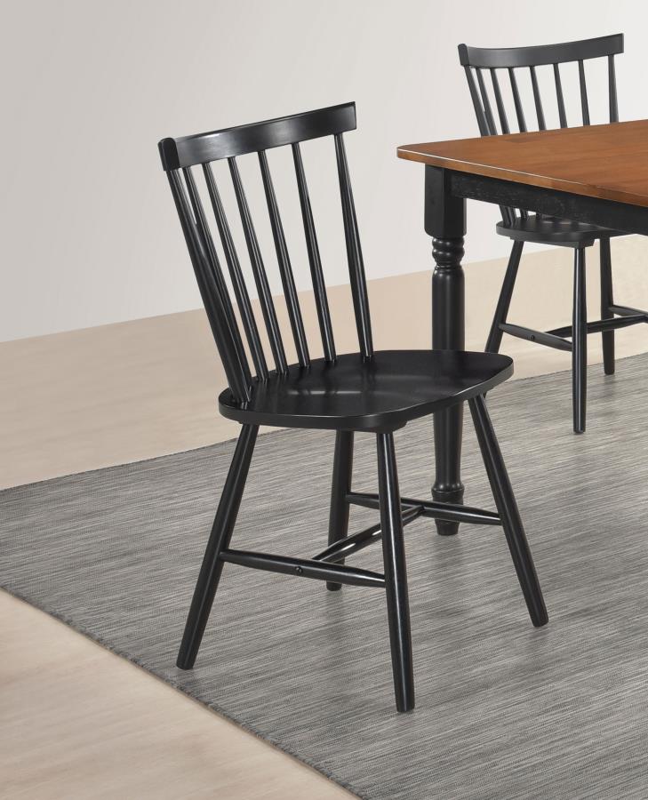 Hollyoak Windsor Wood Dining Side Chair Black (Set of 2) view 2