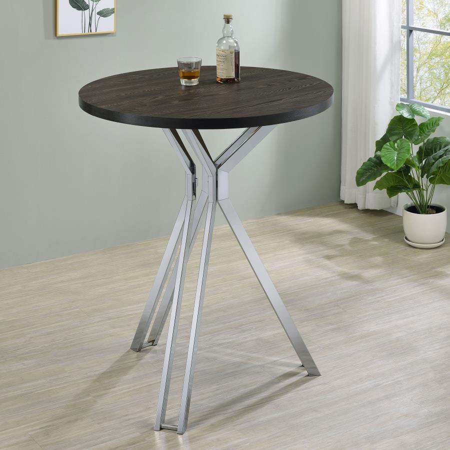 Edgerton Round 35-inch Pub Height Bistro Bar Table Dark Oak view 2