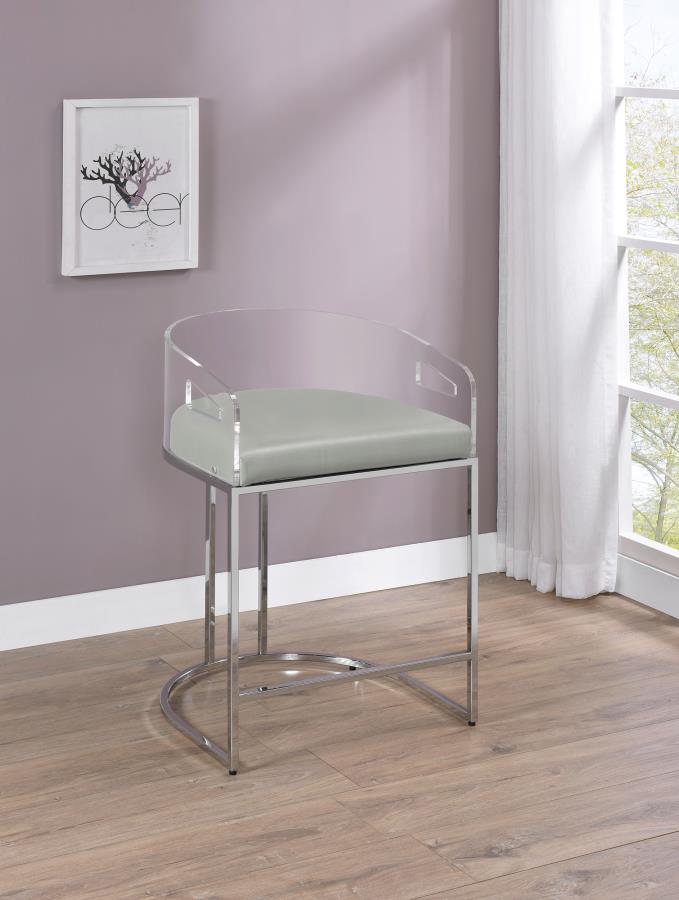 Thermosolis Clear Acrylic Counter Chair Chrome (Set of 2) view 2