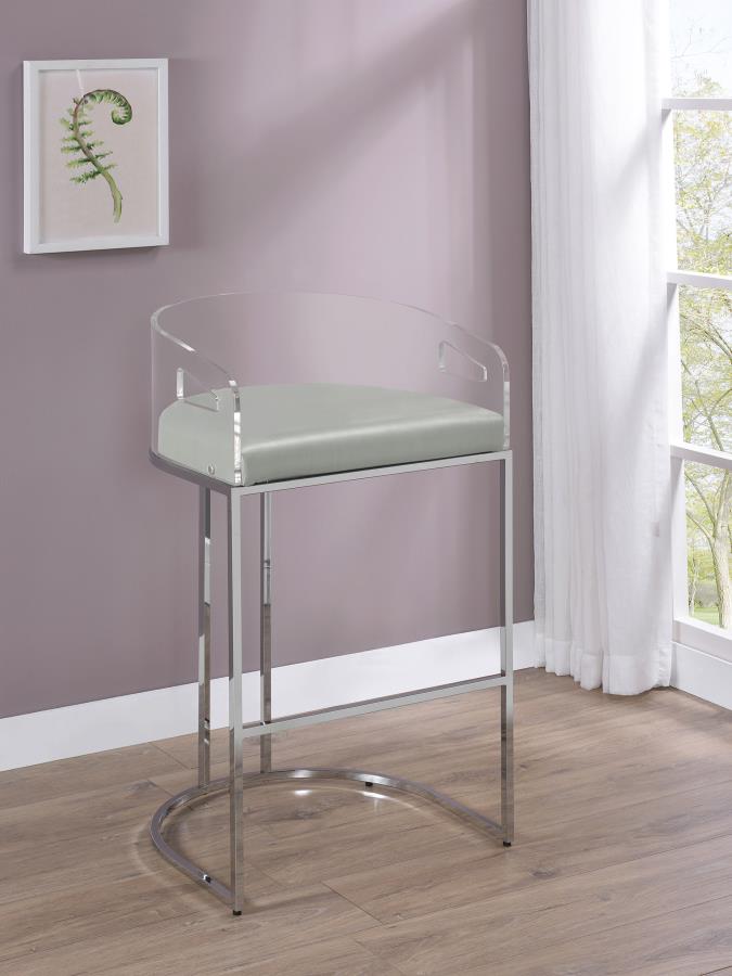 Thermosolis Clear Acrylic Bar Chair Chrome (Set of 2) view 2