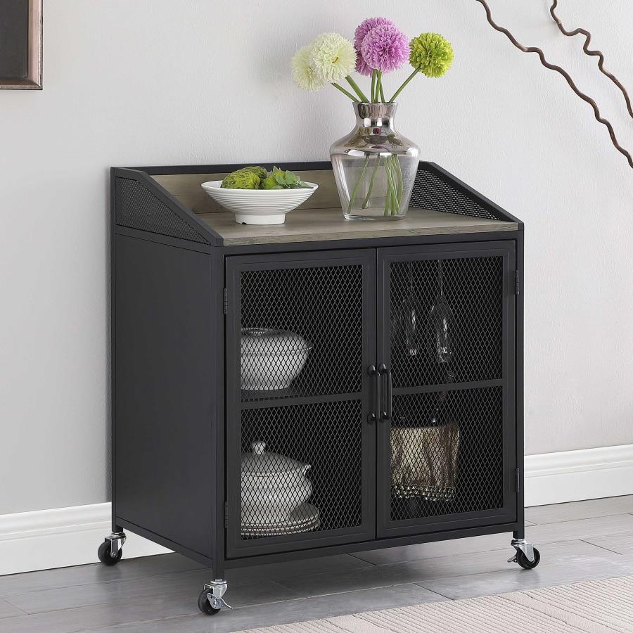 Arlette 2-door Mobile Home Bar Wine Cabinet Sandy Black view 2