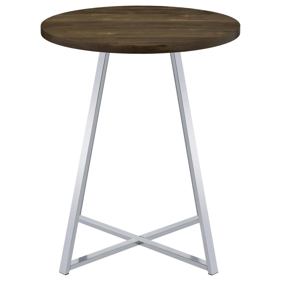 Burkhart Round 35-inch Pub Height Bistro Bar Table Brown Oak view 3