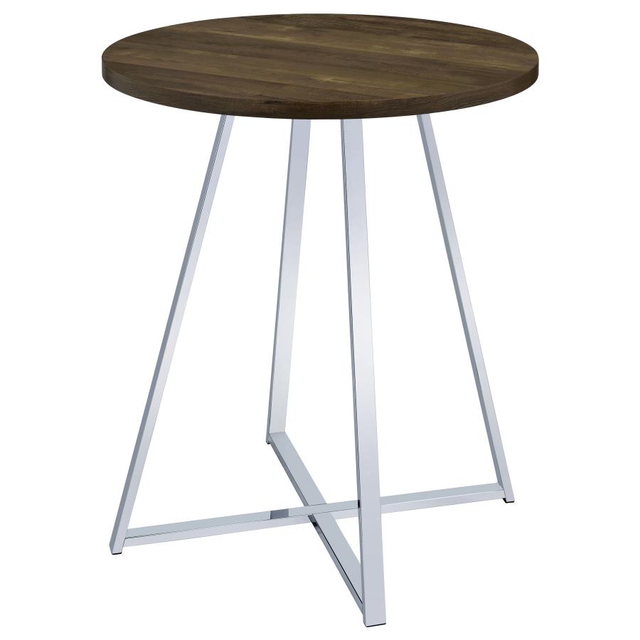 Burkhart Round 35-inch Pub Height Bistro Bar Table Brown Oak view 4