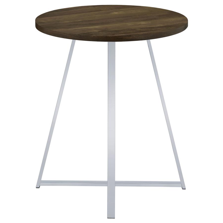 Burkhart Round 35-inch Pub Height Bistro Bar Table Brown Oak view 5