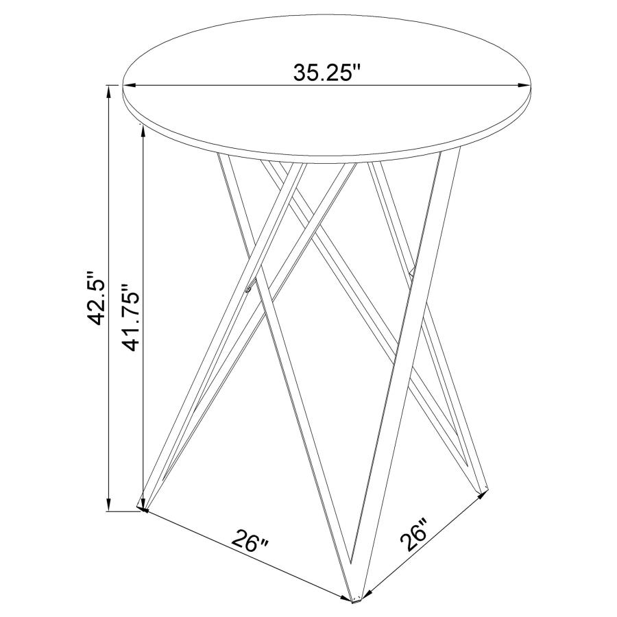 Bexter Round 35-inch Faux Marble Bistro Bar Table Chrome view 7