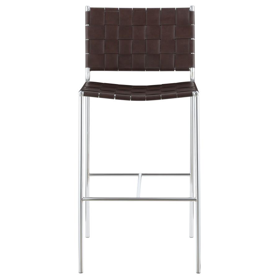 Adelaide Upholstered Pub Height Bar Stool Brown and Chrome view 3