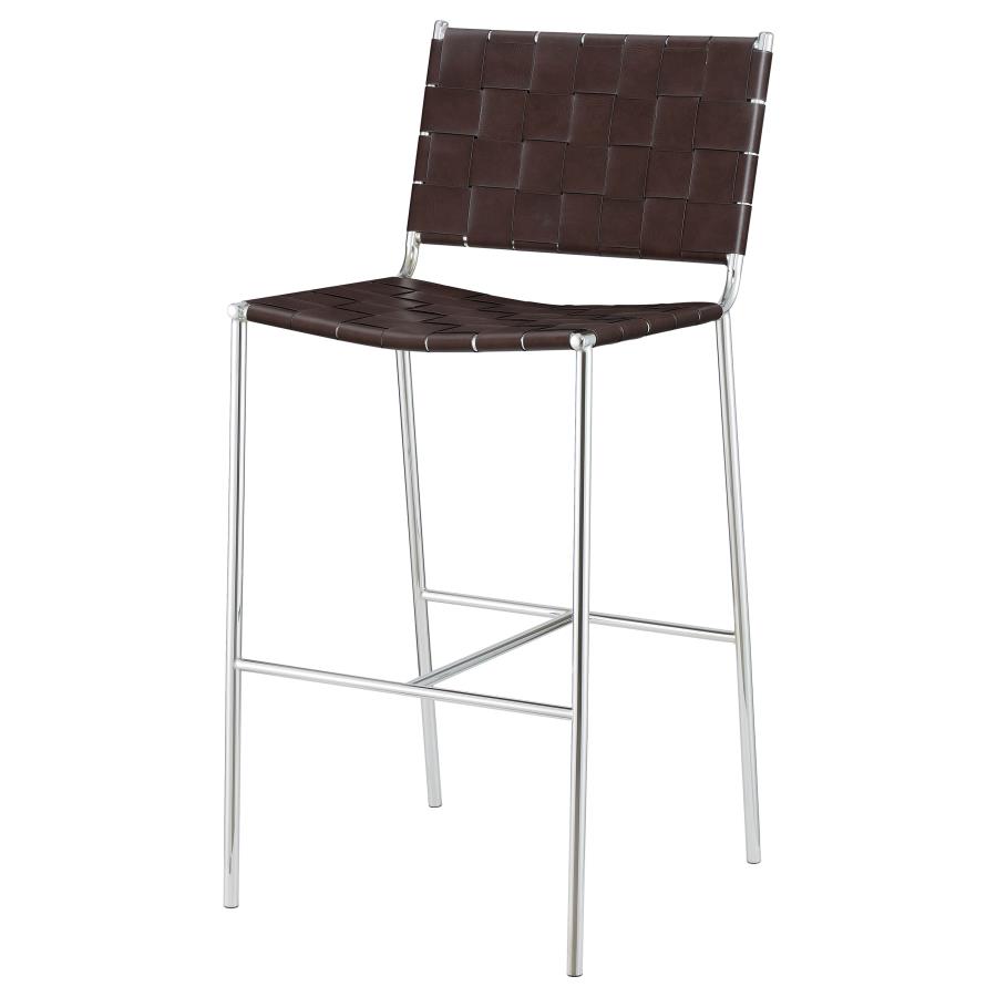 Adelaide Upholstered Pub Height Bar Stool Brown and Chrome view 4