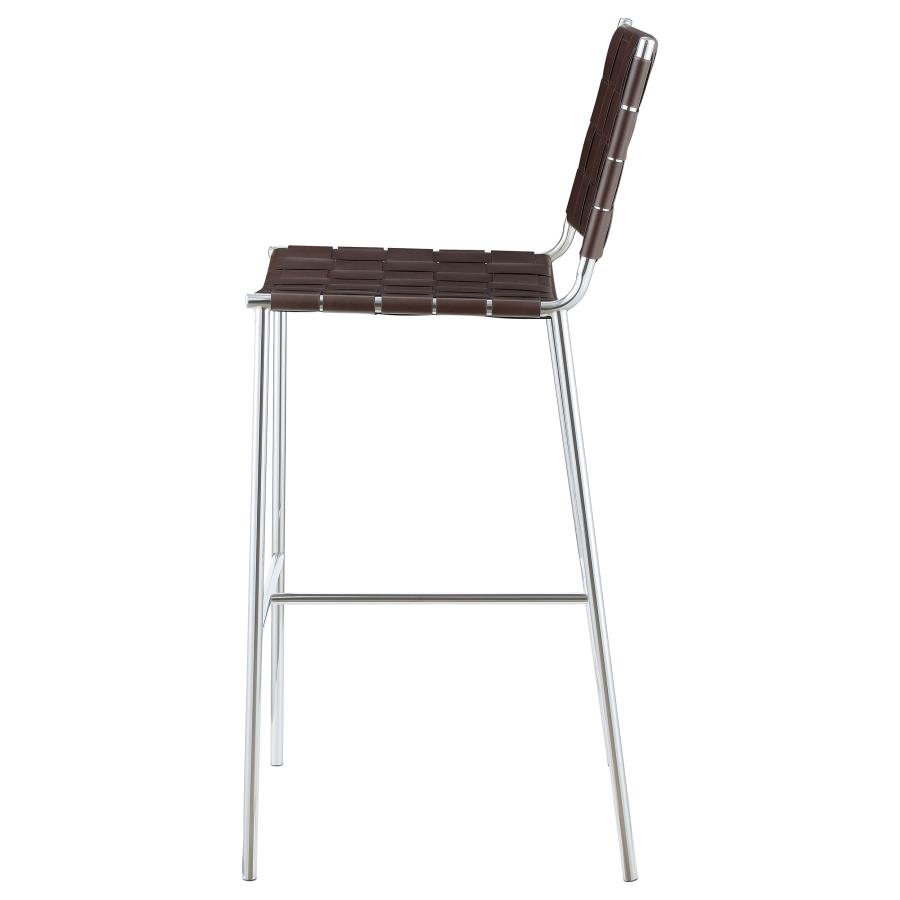 Adelaide Upholstered Pub Height Bar Stool Brown and Chrome view 5