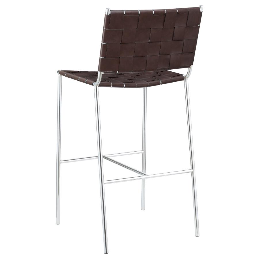 Adelaide Upholstered Pub Height Bar Stool Brown and Chrome view 6