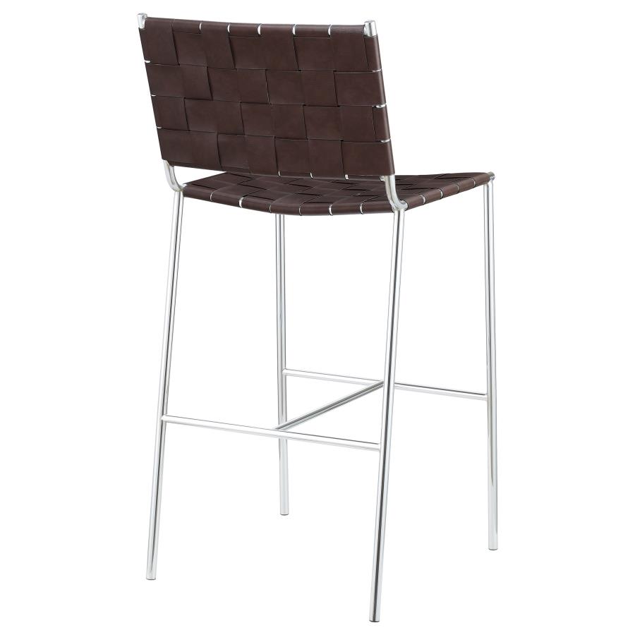 Adelaide Upholstered Pub Height Bar Stool Brown and Chrome view 7