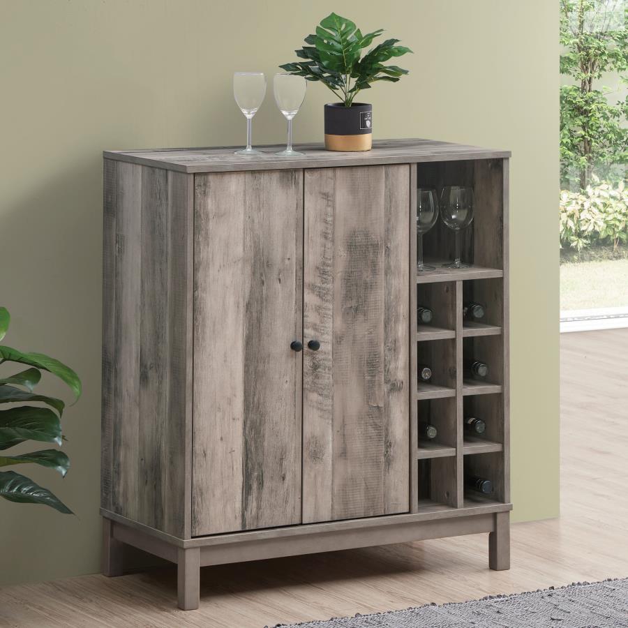 Cheyenne 2-door Home Bar Wine Cabinet Weathered Acacia view 2