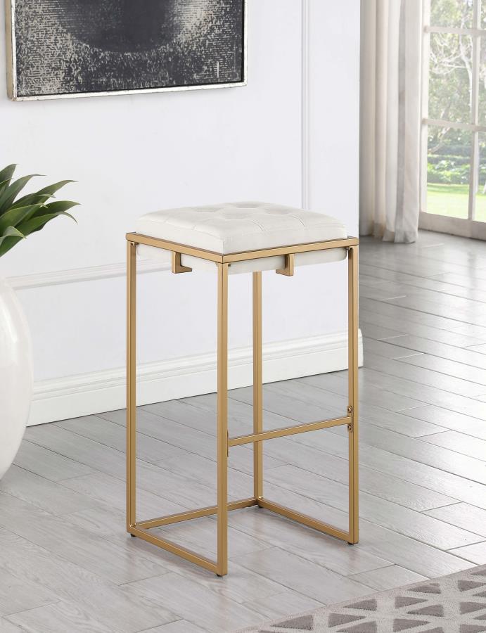 Nadia Upholstered Backless Bar Stool Beige (Set of 2) view 2