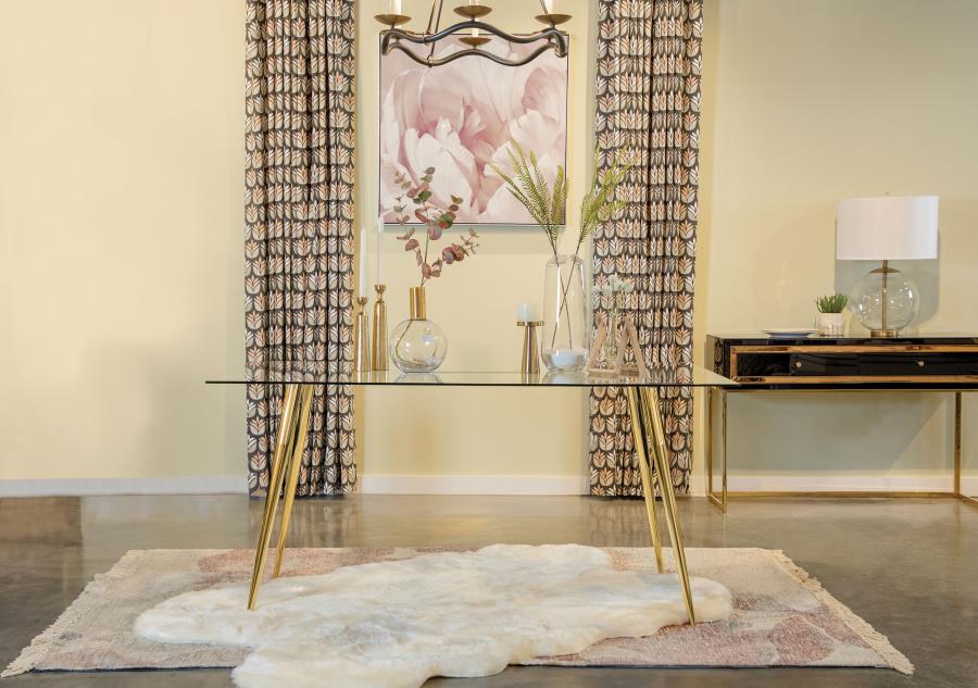 Gilman Rectangular 64-inch Glass Top Dining Table Gold view 2
