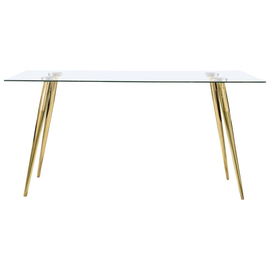 Gilman Rectangular 64-inch Glass Top Dining Table Gold view 3