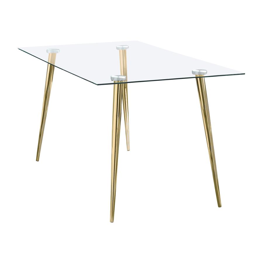 Gilman Rectangular 64-inch Glass Top Dining Table Gold view 4