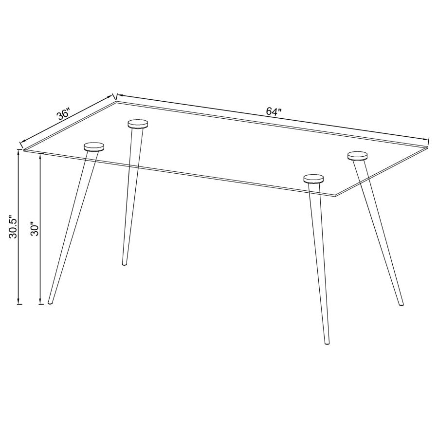 Gilman Rectangular 64-inch Glass Top Dining Table Gold view 5