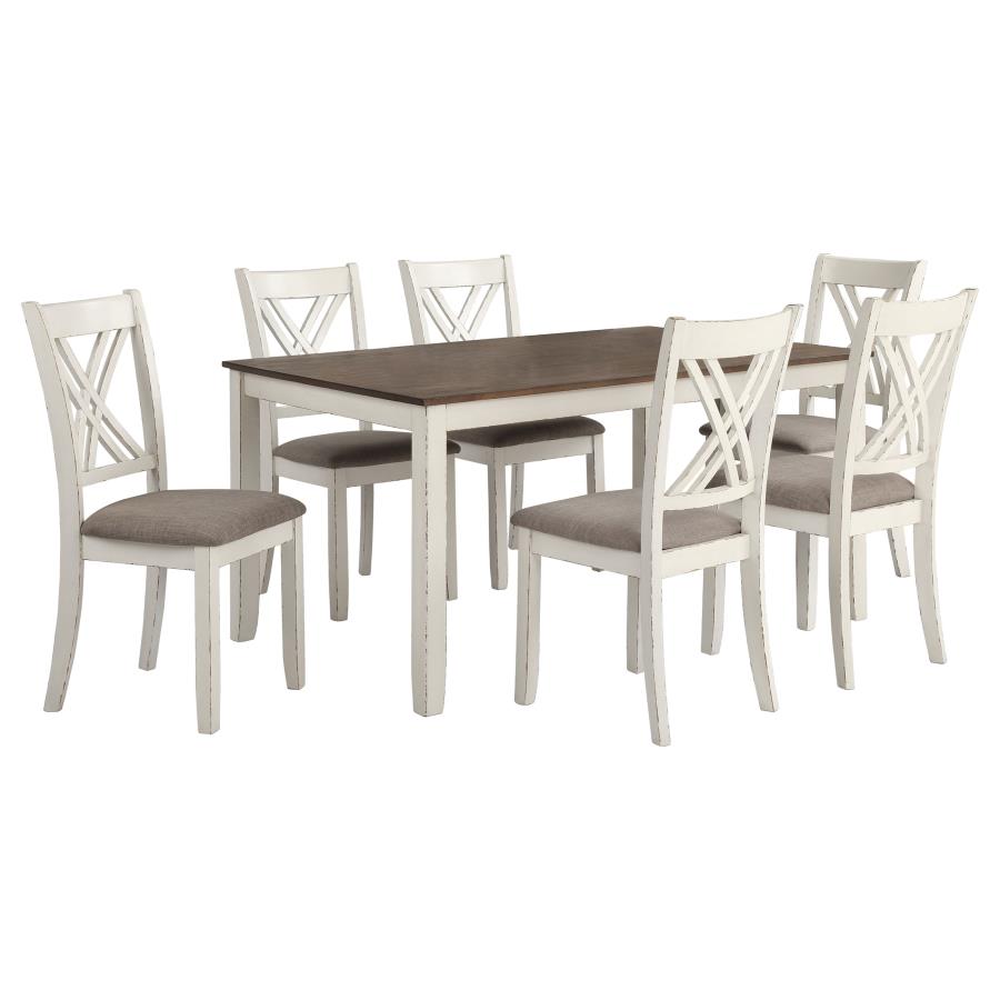 Fortress 7-piece Rectangular Dining Set Vintage Vanilla view 2
