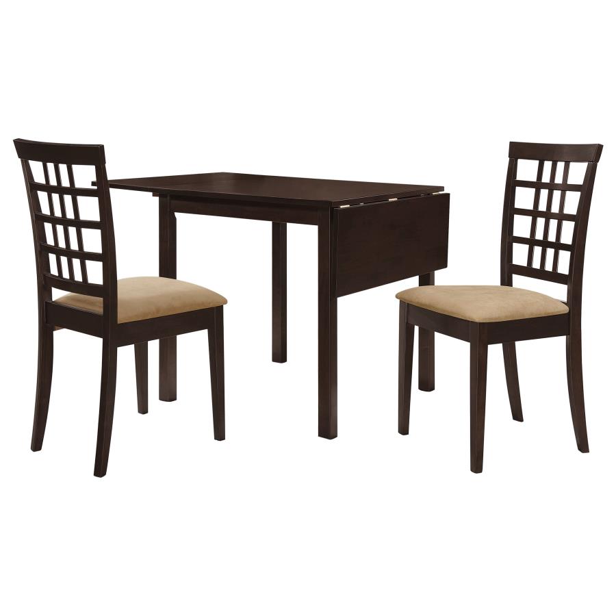 Kelso 3-piece Drop Leaf Dining Table Set Cappuccino and Tan view 2