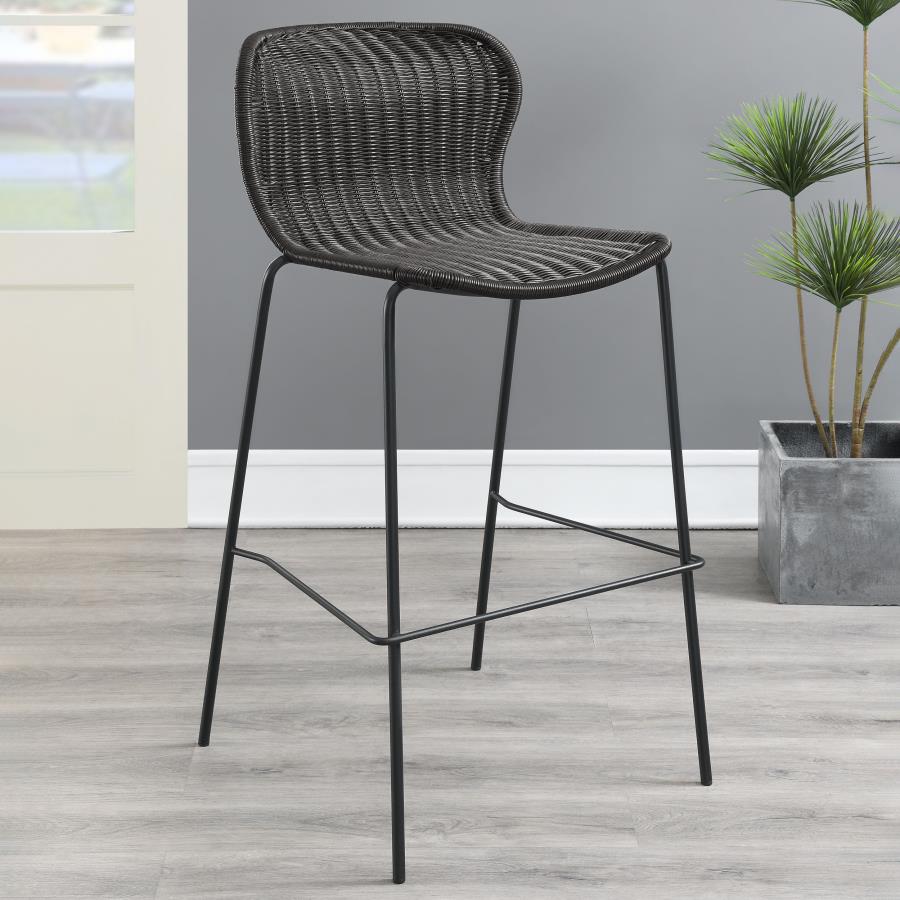 Mckinley Faux Rattan Metal Bar Chair Brown (Set of 2) view 2