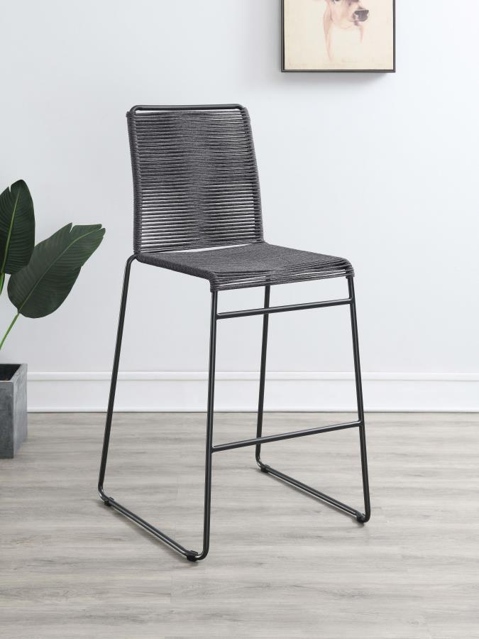 Jerome Woven Rope Metal Bar Chair Charcoal (Set of 2) view 2
