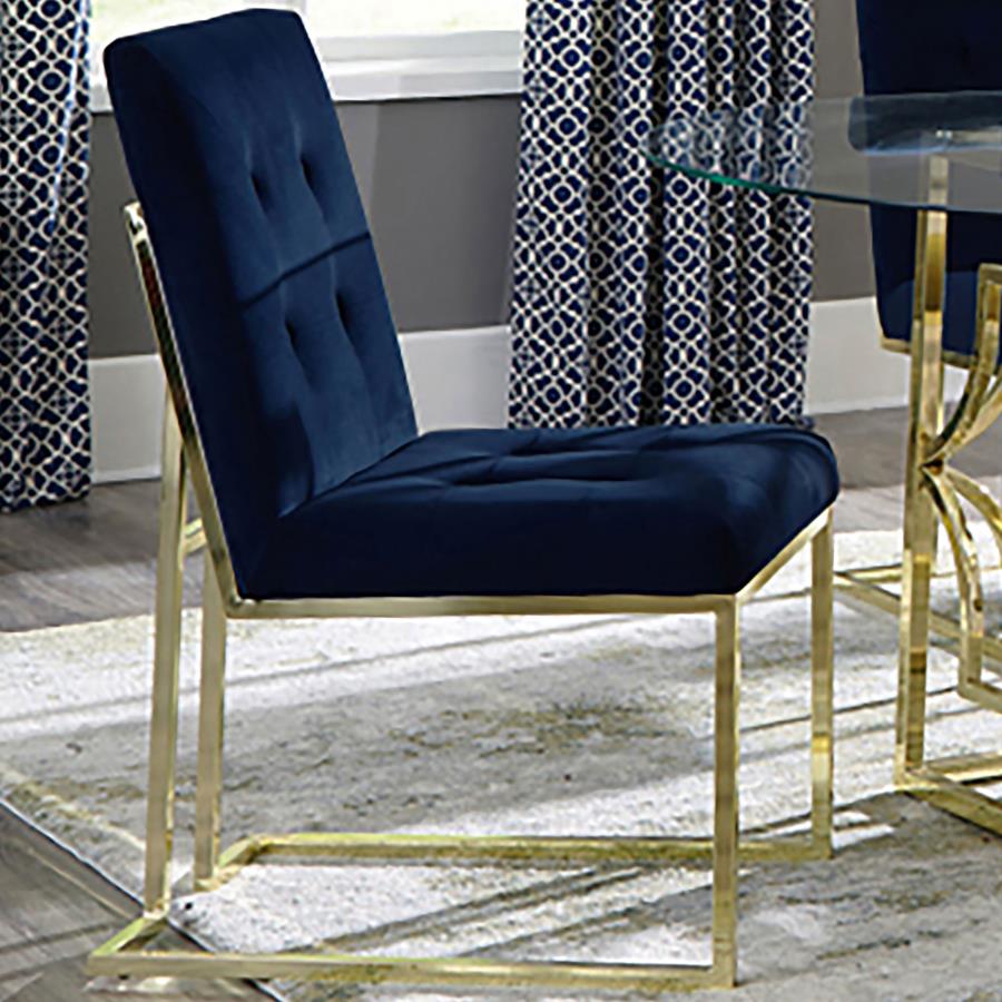 Cisco Velvet Upholstered Dining Side Chair Gold (Set of 2) view 2