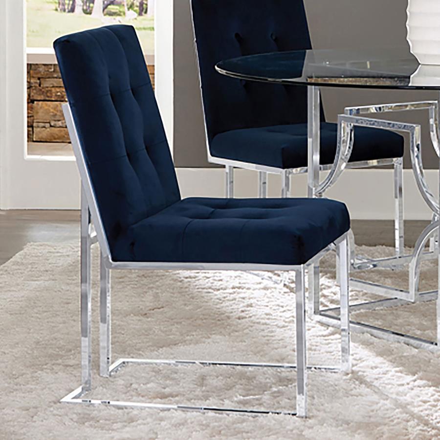 Cisco Velvet Upholstered Dining Side Chair Chrome (Set of 2) view 2