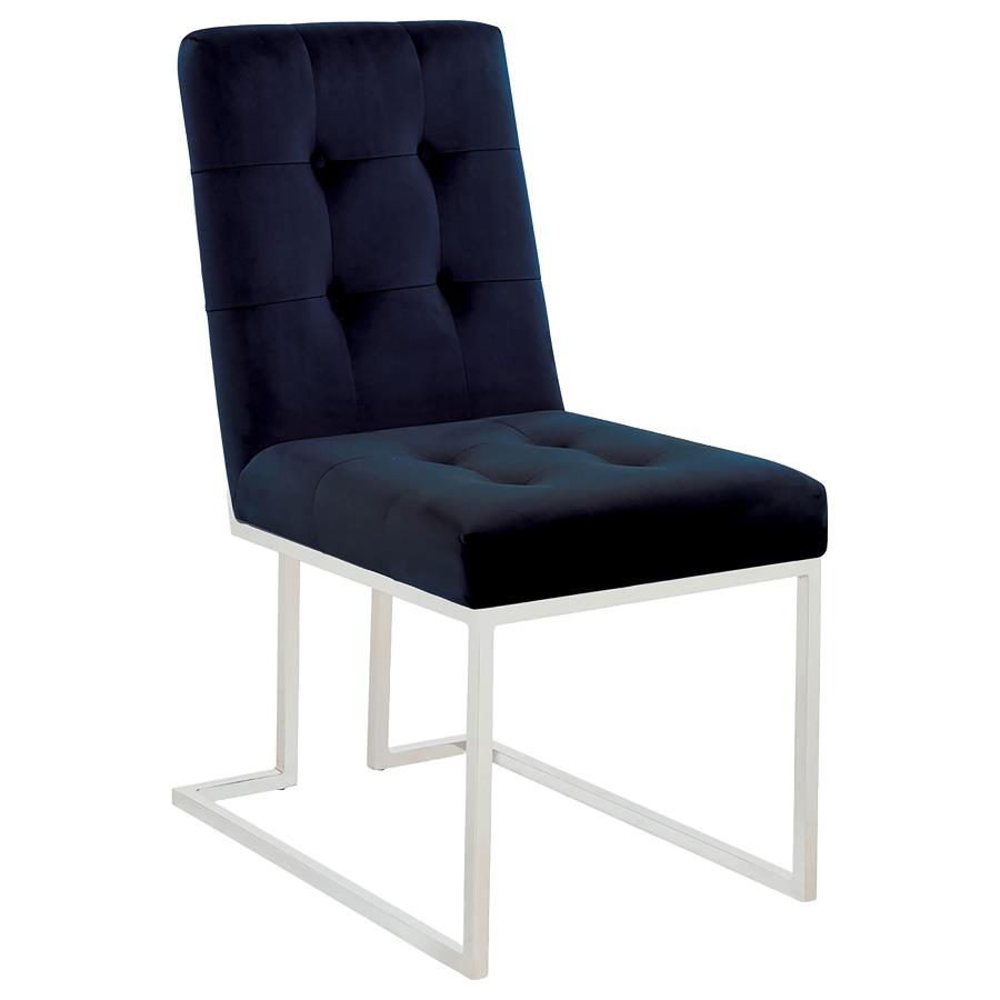 Cisco Velvet Upholstered Dining Side Chair Chrome (Set of 2) view 3